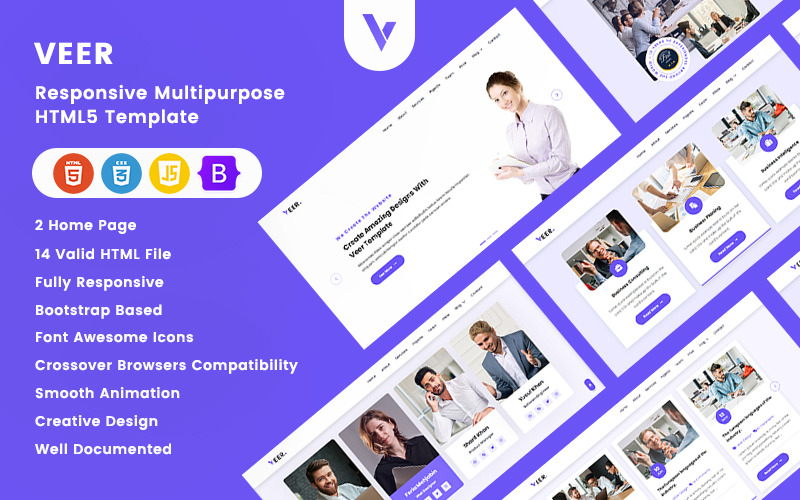 Veer — адаптивный многоцелевой шаблон HTML5