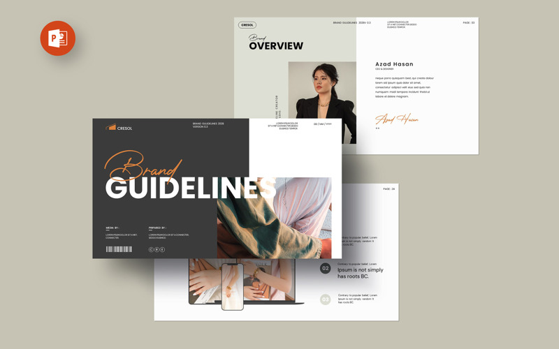 Pokyny pro značku Prezentační šablona rozložení PowerPointu