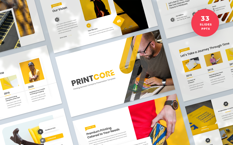 Printcore - Printing Company Presentation PowerPoint-mall