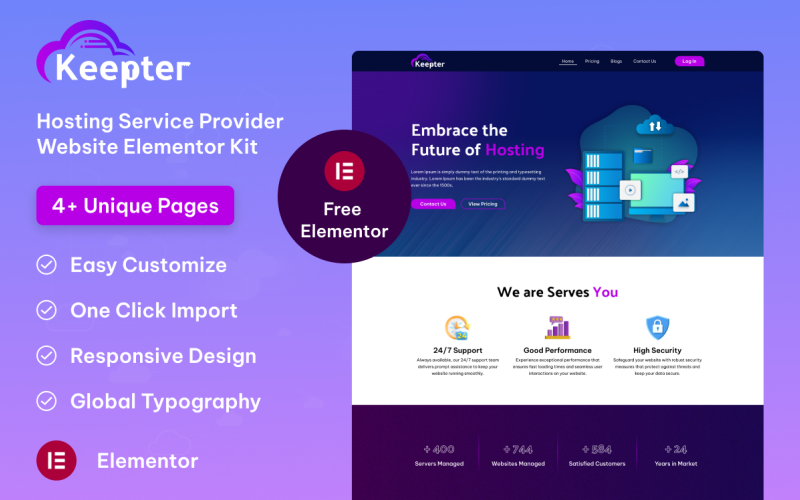 Site Web WordPress du fournisseur de services d'hébergement Keepter