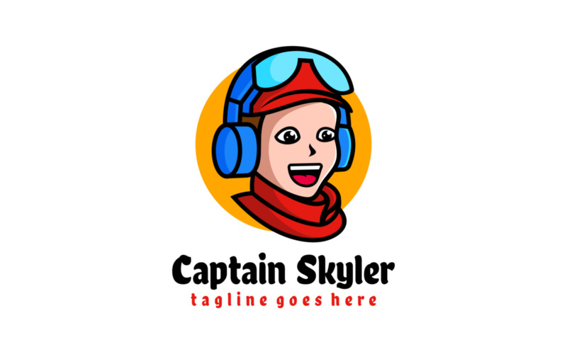 Kapten Skyler maskot tecknad logotyp