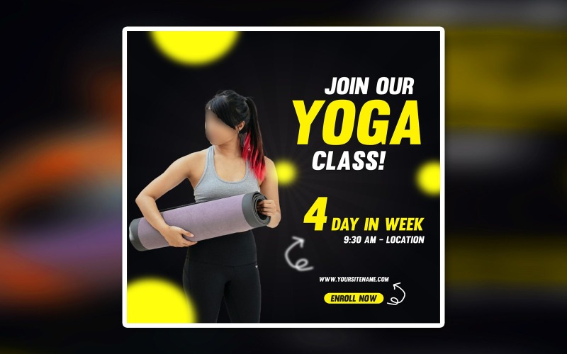 Modèle de bannière d'annonces EPS promotionnelles sur les médias sociaux de yoga
