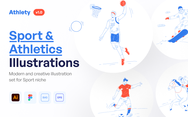 Athlety - Conjunto de ilustración deportiva y atlética