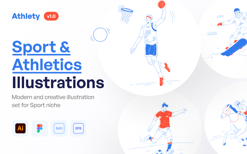 Athlety - Sports and Athletic Illustration Set