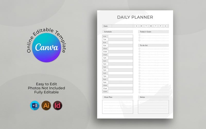 Dagelijkse, wekelijkse, maandelijkse planner-sjabloon Canva