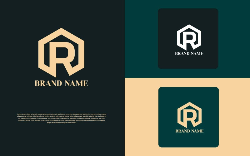 Дизайн логотипу багатокутник R лист - фірмова ідентичність