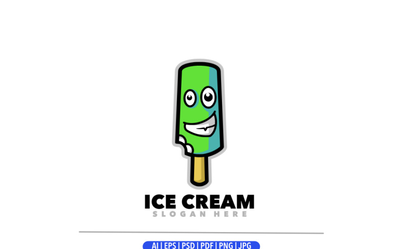 Logotipo de desenho animado de mascote de sorvete fofo