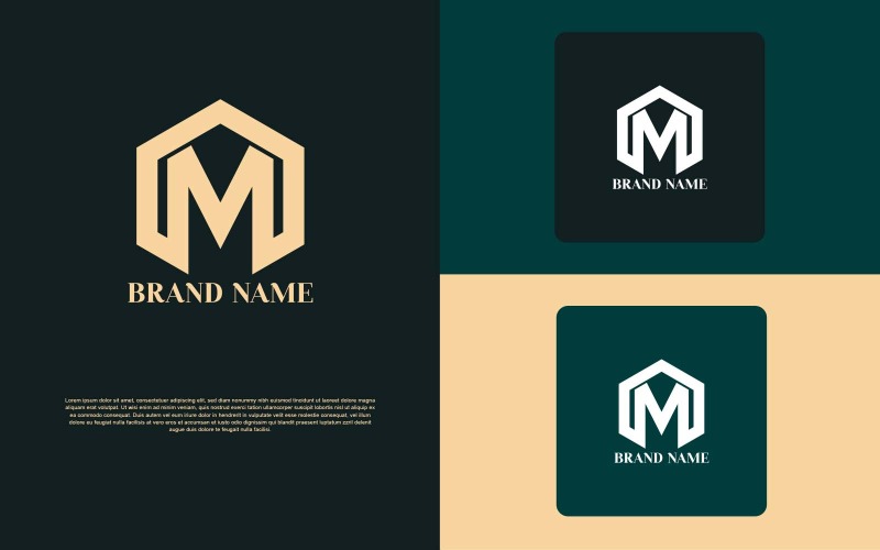 Veelhoek M Letter Logo Design - Merkidentiteit