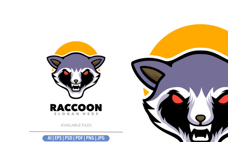 Disegno del logo della mascotte della testa di procione