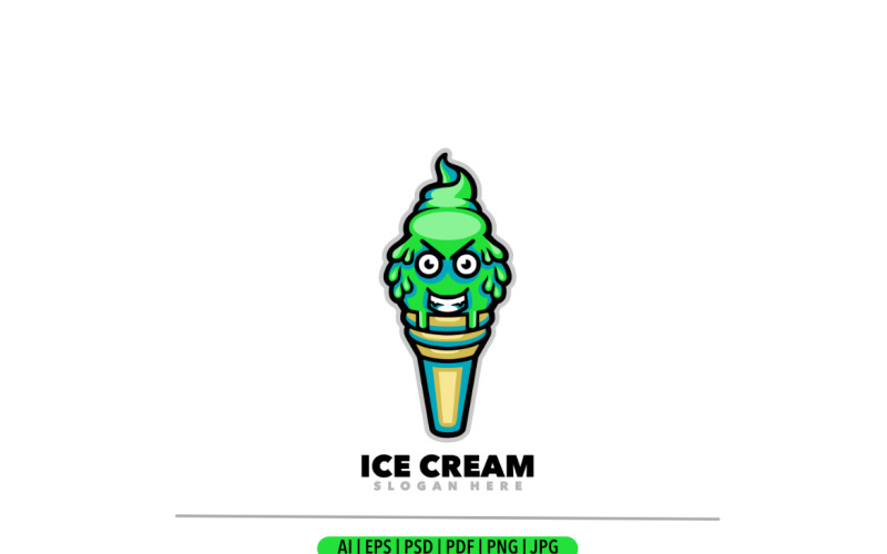 Logotipo com raiva de mascote de sorvete