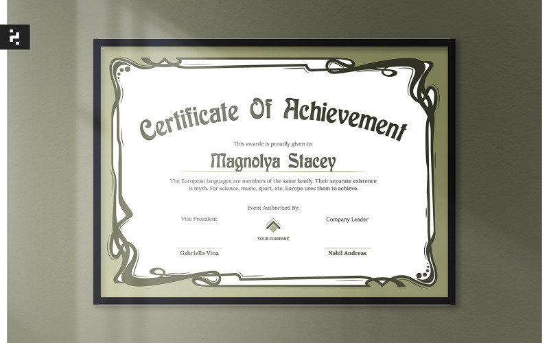Certificate - Art Nouveau Theme