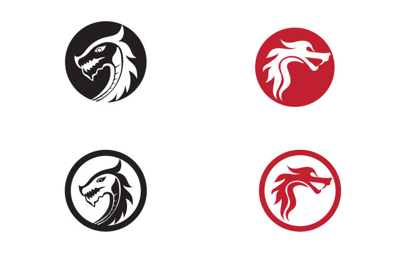 Шаблон логотипа огненной головы дракона v29