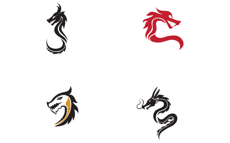 Szablon logo głowy smoka ognia v11