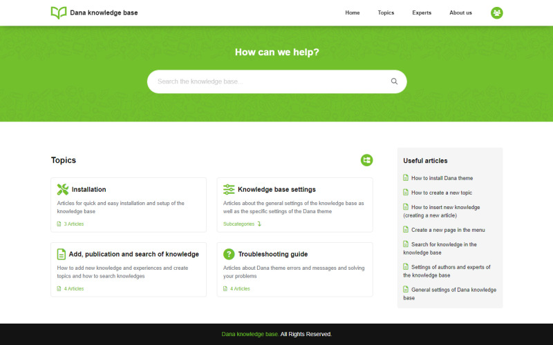 Dana - Bilgi Bankası WordPress Teması
