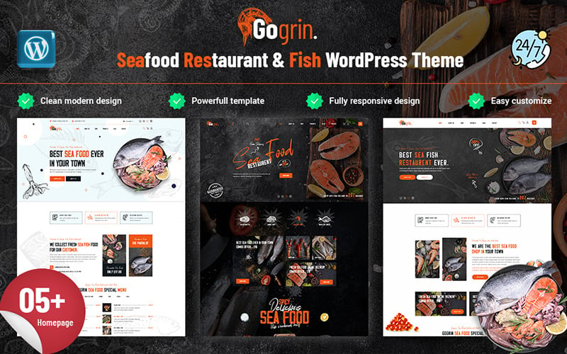 Gogrin - Tema de WordPress para restaurante de mariscos y pescados