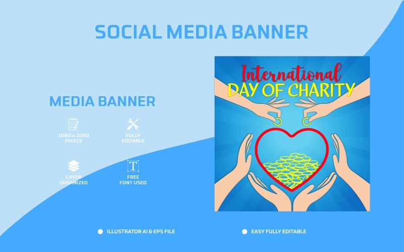 A jótékonyság nemzetközi napja Social Media Post Design vagy Web Banner sablon
