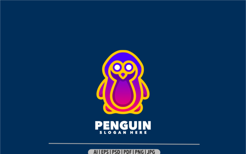 Logo colorato sfumato linea pinguino
