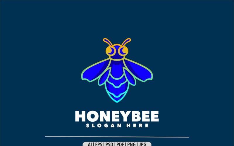 Modelo de design de logotipo colorido gradiente de abelha