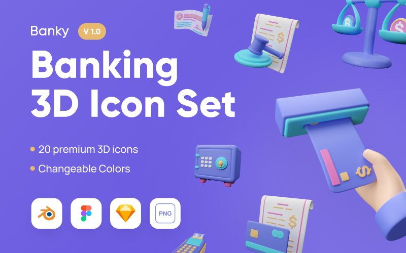 Banky - Pack d'icônes 3D bancaires et financiers