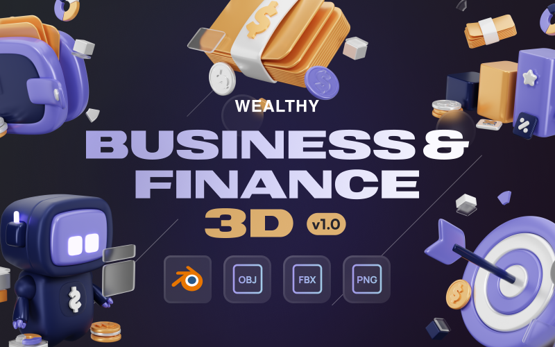 Bogaty - biznes & finanse 3d zestaw ikon