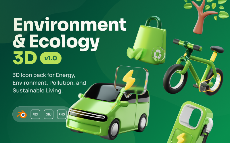 Greeny - Окружающая среда и экология 3D Icon Set