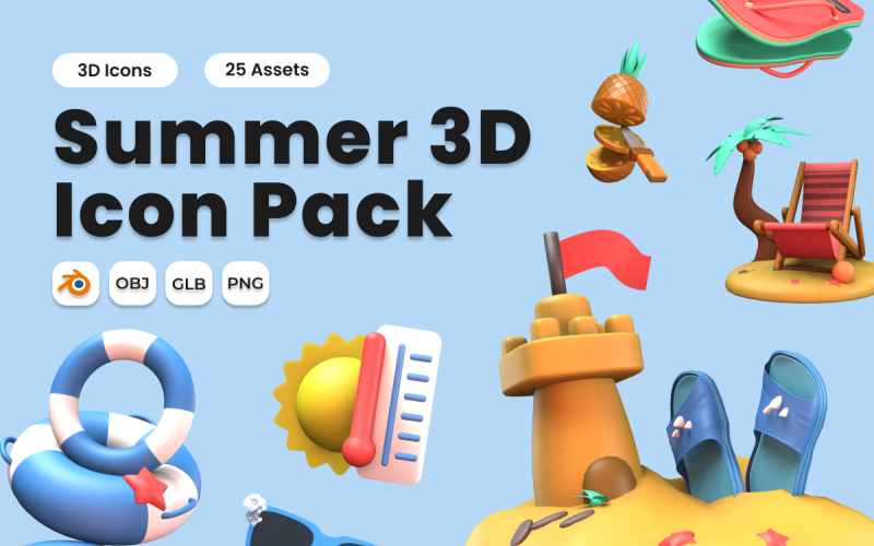 Pacote de Ícones 3D de Verão Vol 2