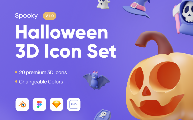 Spooky - sada 3D ikon na téma Halloween