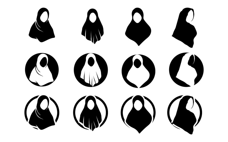 Hijab Frau Moeslim Logo Vektor v10