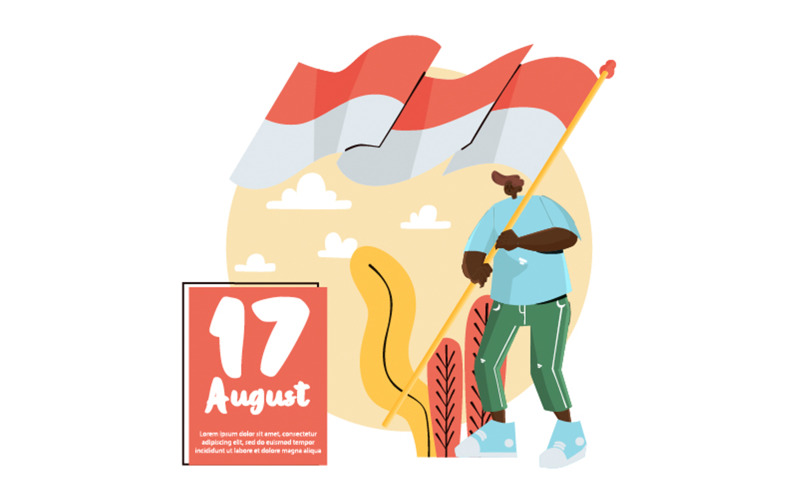 Illustrazione della festa dell'indipendenza indonesiana della bandiera