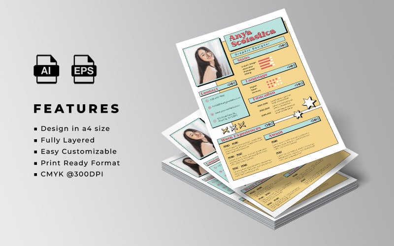 Resume and CV Template Flyer 1 #348374 - TemplateMonster