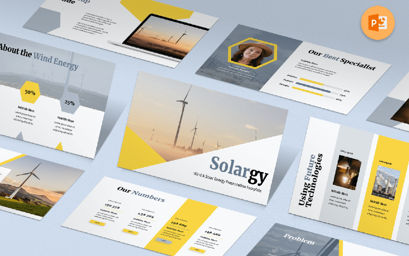 Solargy - szablon PowerPoint do prezentacji energii wiatrowej i słonecznej