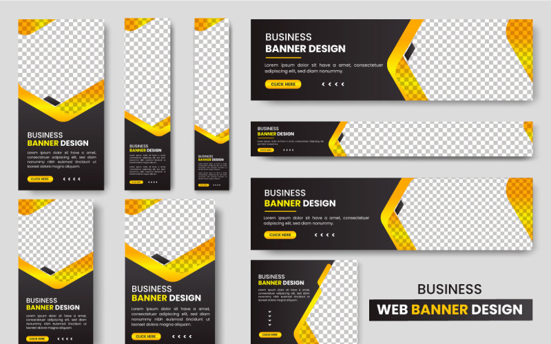 Conjunto de layout de banner da web vetorial ou conceito de conjunto de modelo de banner da web de negócios