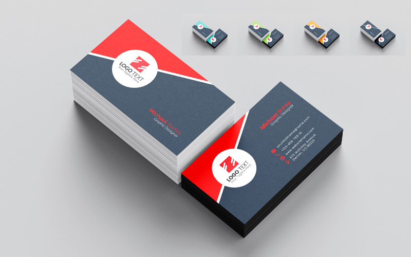 Creative Business Card Design Round Shape With 5x Variant Colors