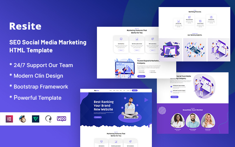 Resite – szablon strony internetowej SEO do marketingu w mediach społecznościowych