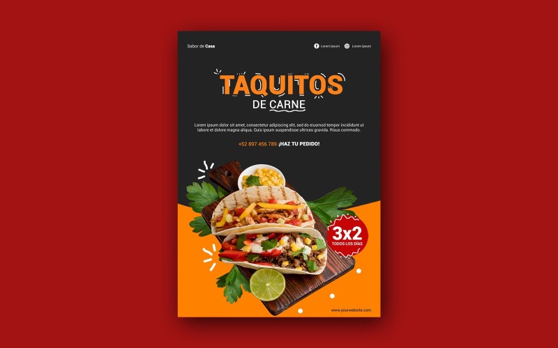 食品手册社交媒体横幅封面模板