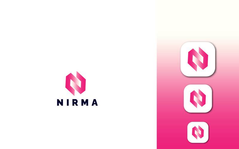 Letra N Logo Design com ícone de aplicativo móvel