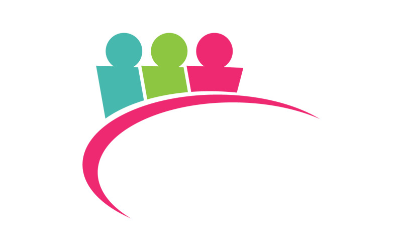 Equipo de personas de atención familiar éxito carácter humano comunidad logo v25