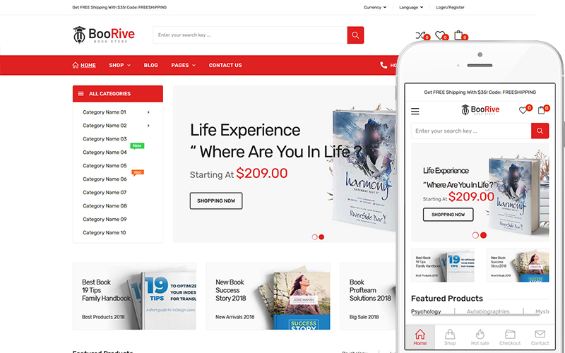 Boorive — Книжные магазины, Магазин коллекционных предметов WordPress Тема WooCommerce