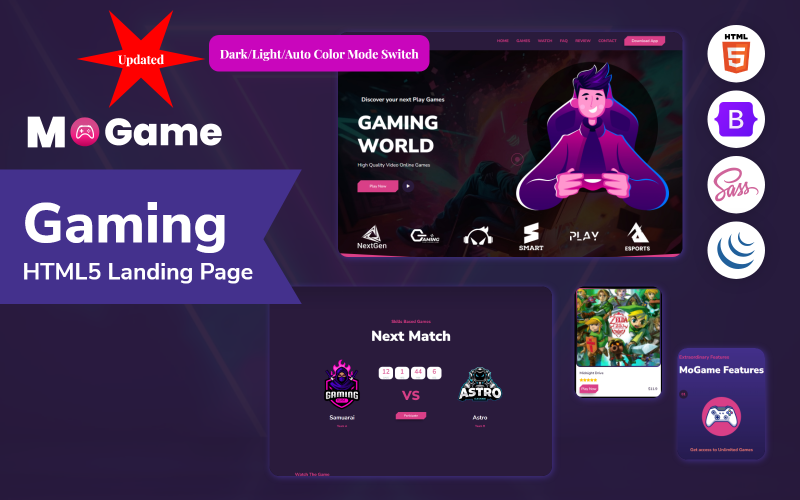 MoGame – Gaming-HTML5-Responsive-Landingpage-Vorlage