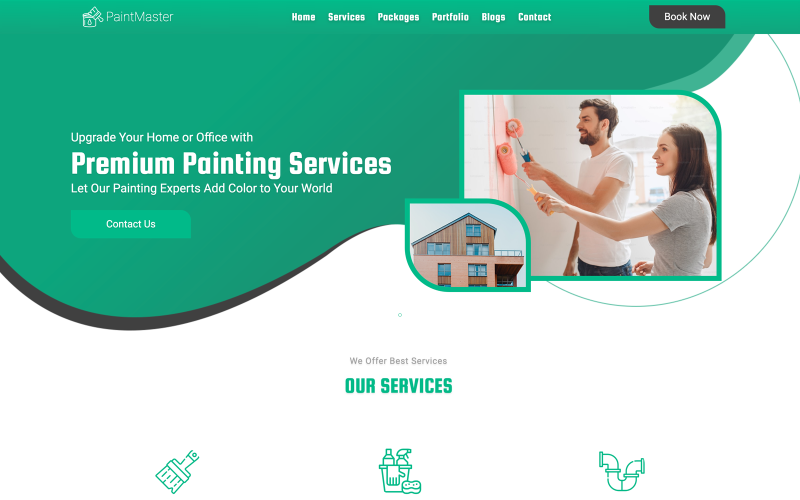 PaintMaster - Modèle de site Web pour entreprise de peinture et services d'entretien
