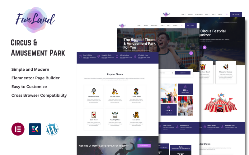 FunLand - Tema WordPress de circo e parque de diversões
