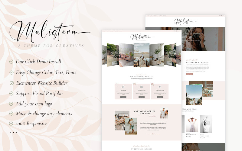 Malistena - Blog & fotograaf WP Theme Elementor