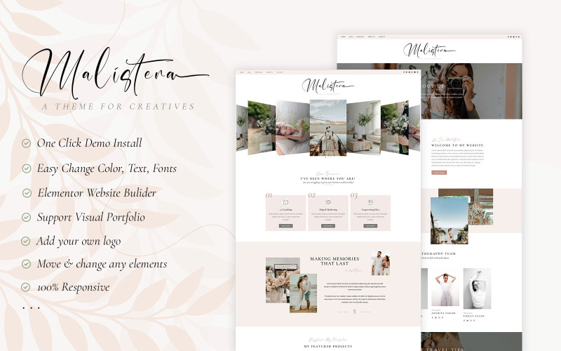 Malistena - Blogg & Fotograf WP Theme Elementor