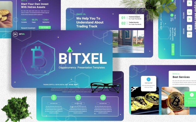 Bitxel - Powerpoint-sjablonen voor cryptocurrency