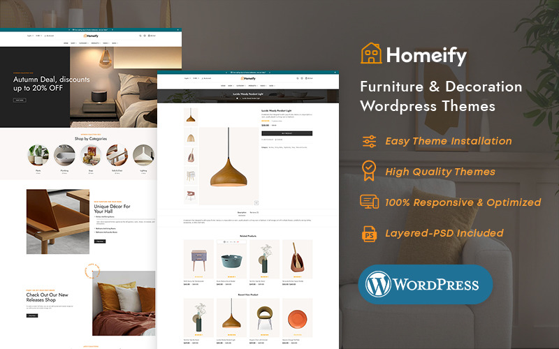 Homeify - WooCommerce 商店的家居装饰、家具、艺术和工艺品主题