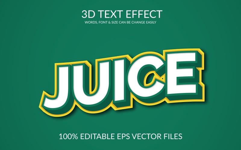 Juice plně upravitelné vektorové EPS 3d textový efekt design