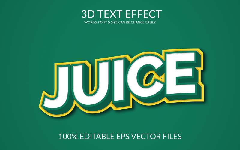 Juice teljesen szerkeszthető Vector Eps 3d szövegeffektus tervezés