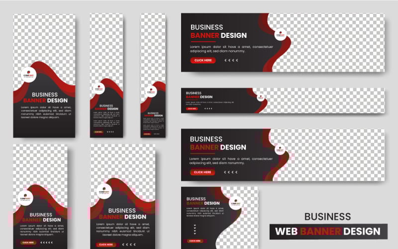 Conjunto de banners web creativos de diseño de vector de plantilla moderna de tamaño estándar