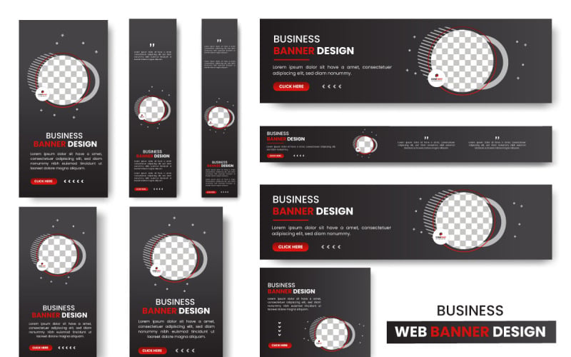 Conjunto vectorial de banners web creativos de concepto de diseño de plantilla moderna de tamaño estándar