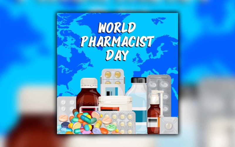 Design de postagem de mídia social do Dia Mundial do Farmacêutico